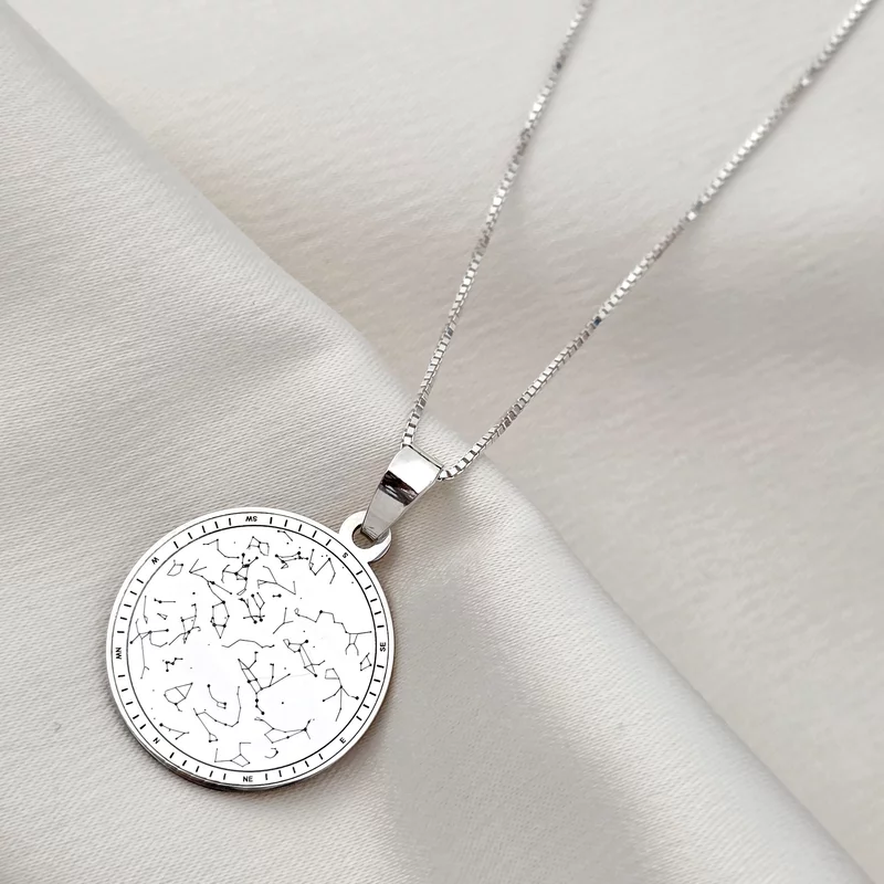 Lantisor personalizat - Harta Stelara - Stele si Constelatii gravate - Argint 925 picture - 3