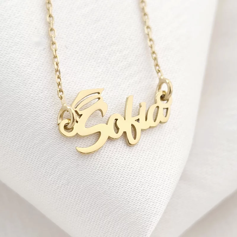 Lantisor  personalizat - Medalion cu nume si simbol toca - Argint 925 placat cu Aur Galben 18K picture - 1