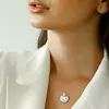 Lantisor personalizat - Pandantiv convex si inima gravata cu cristal Swarovski - Argint 925