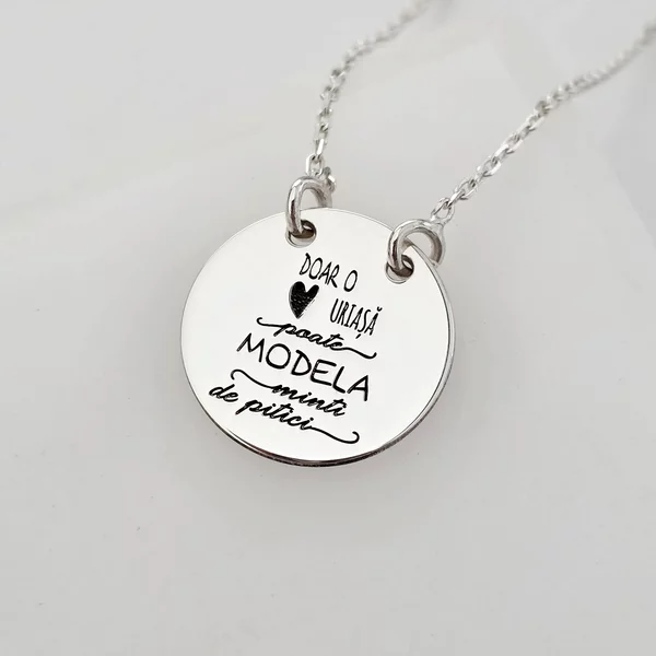 Lantisor personalizat - Pandnativ banut 15 mm - Educatoare/Invatatoare - Argint 925