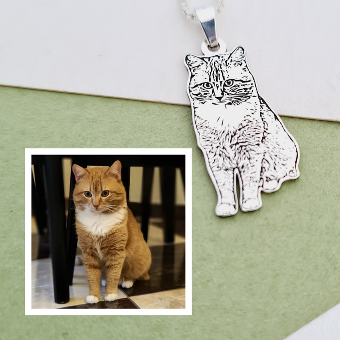 Lantisor pisica iubita – Personalizare cu poza – Argint 925 925