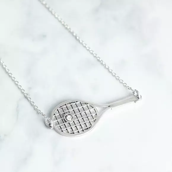 Lantisor Racheta de tenis - Argint 925 - cristal Swarovski