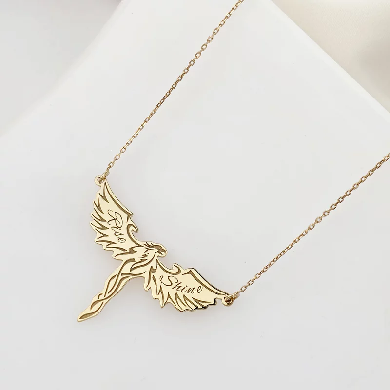 Lantisor Rise&Shine - Pandantiv pasarea Phoenix - Argint 925 placat cu Aur Galben 18K picture - 3