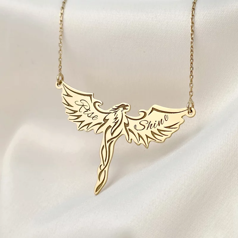 Lantisor Rise&Shine - Pandantiv pasarea Phoenix - Argint 925 placat cu Aur Galben 18K picture - 5