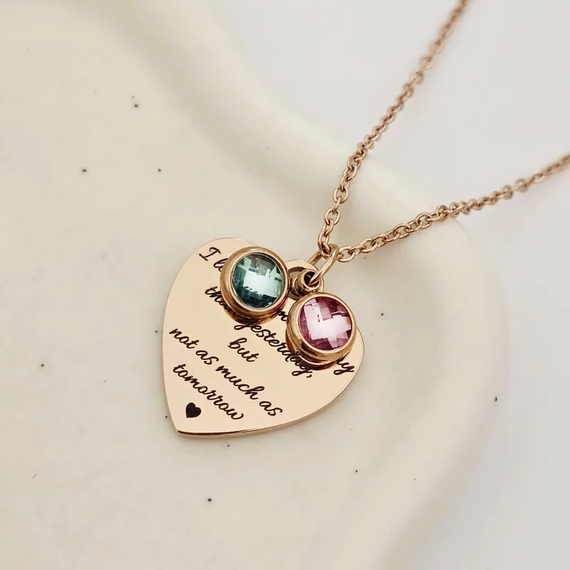 Lantisor Suflet luminos - Inima & Zirconii in culorile lunii de nastere - Otel Inoxidabil 316L picture - 2