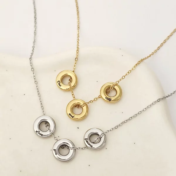 Lantisor Unitate – Cercuri gravate – Otel Inoxidabil 316L