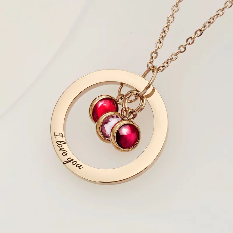 Lantisor Universul meu - Disc & Zirconii in culorile lunii de nastere - Otel Inoxidabil 316L picture - 6