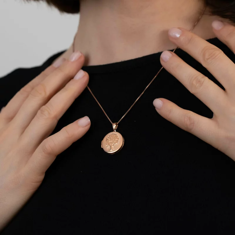 Medalion Copacul Vietii - Locket cu poze in interior - Argint 925 placat cu Aur Roz 18K picture - 3