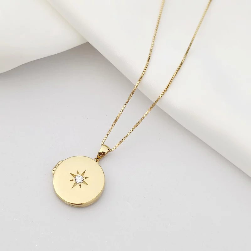 Medalion Eterna stea - Locket cu poze in interior - Argint 925 Argint 925 placat cu Aur Galben 18K si cristal Zirconia picture - 3