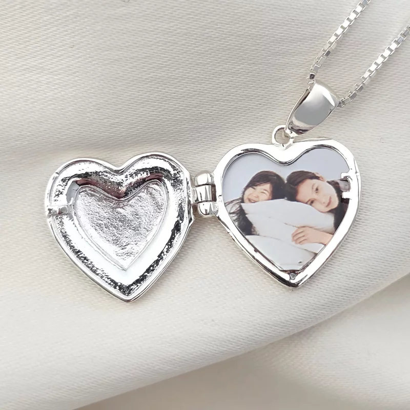 Medalion Eternitate in inima - Locket cu poze in interior - Argint 925 si email negru picture - 7