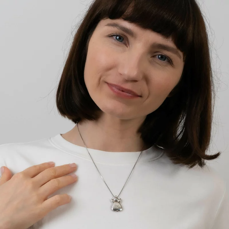 Medalion inger cu poze in interior - Golden Angel - Argint 925 Rodiat - Cristal White Zirconia picture - 2