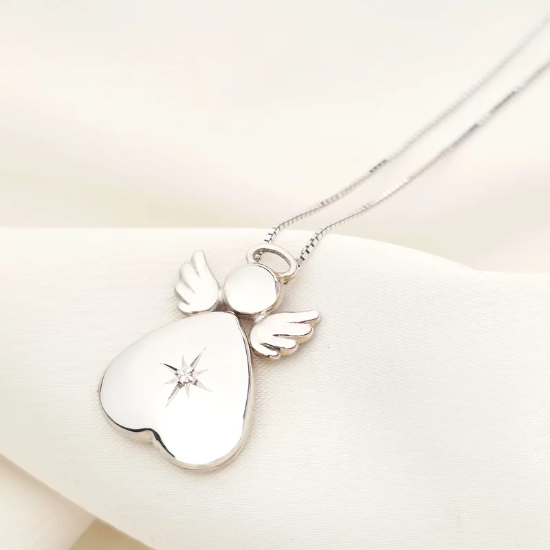 Medalion inger cu poze in interior - Golden Angel - Argint 925 Rodiat - Cristal White Zirconia picture - 3
