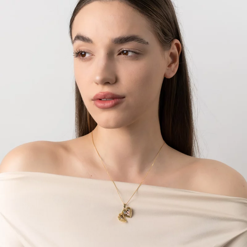Medalion inima cu poze in interior - Elegant Mom - Argint 925 placat cu Aur Galben 18K picture - 4