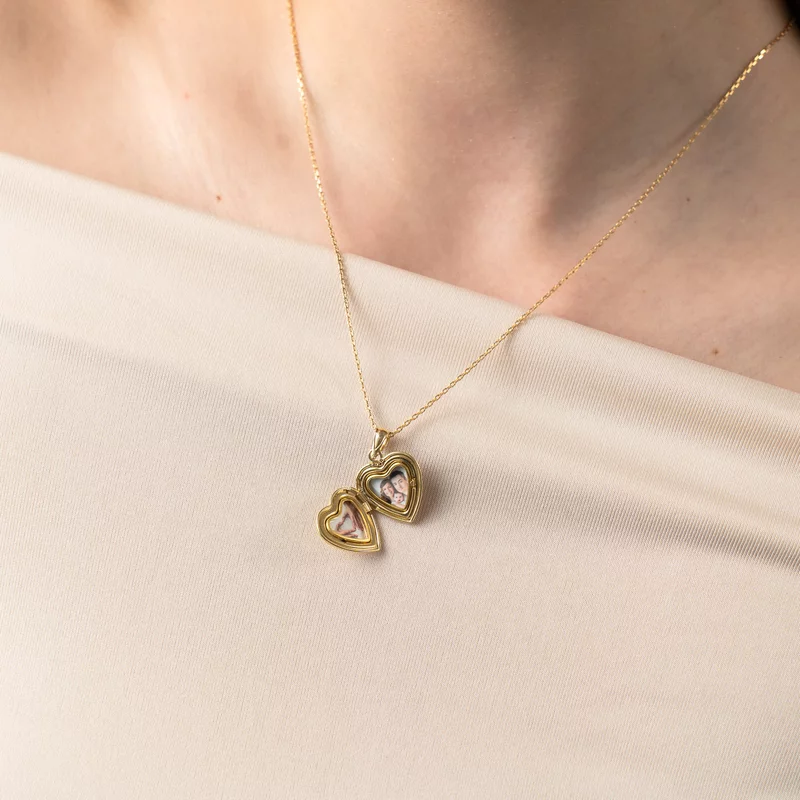 Medalion inima cu poze in interior - Elegant Mom - Argint 925 placat cu Aur Galben 18K picture - 9