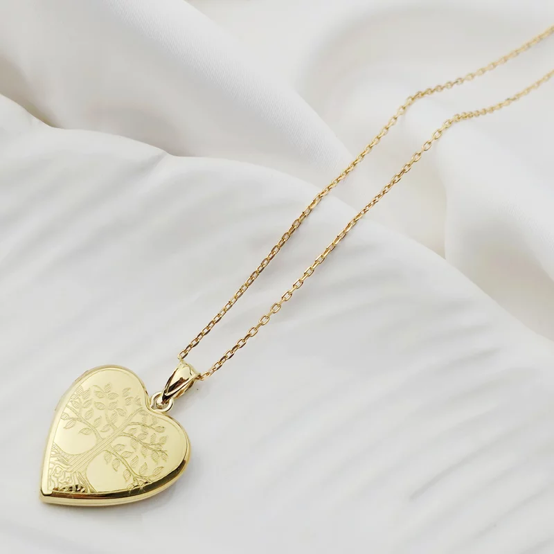 Medalion inima cu poze in interior - Eternal Love Tree - Argint 925 placat cu Aur Galben 18K picture - 2