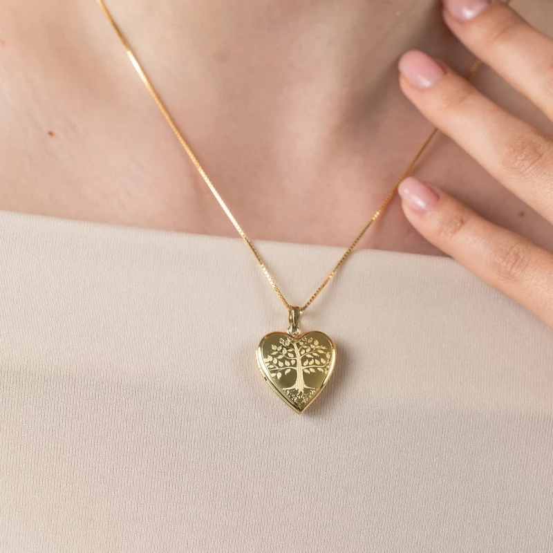 Medalion inima cu poze in interior - Eternal Love Tree - Argint 925 placat cu Aur Galben 18K picture - 4