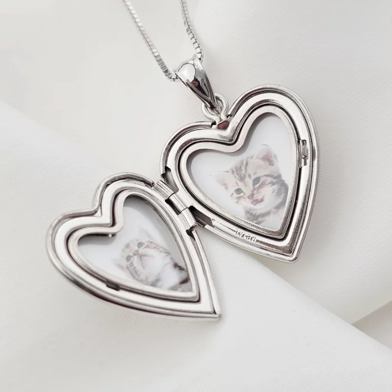 Medalion inima cu poze in interior - Little Paws - Argint 925 Rodiat picture - 3