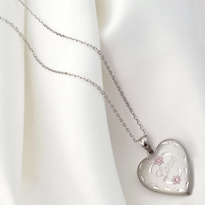 Medalion inima cu poze in interior - Love Blossoms - Argint 925 Rodiat picture - 6