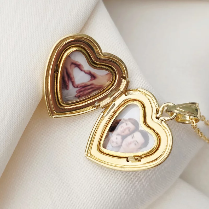 Medalion inima cu poze in interior - Love Flowers - Argint 925 placat cu Aur Galben 18K picture - 4