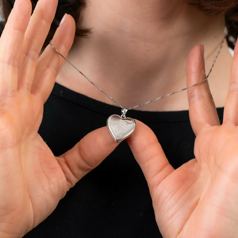 Medalion inima cu poze in interior - Mother&Child - Argint 925 Rodiat picture - 4