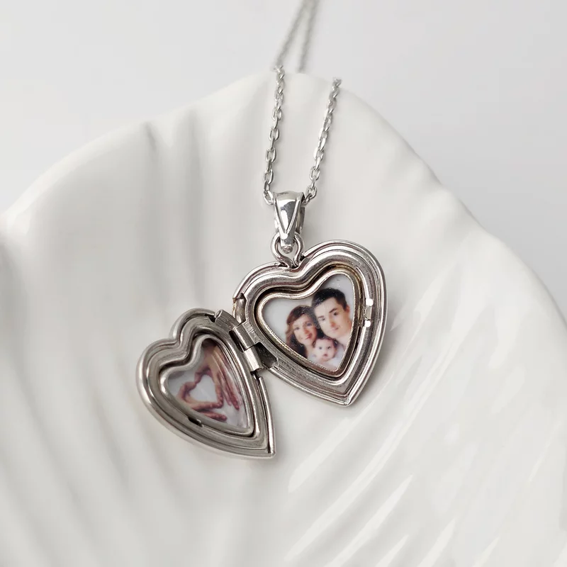 Medalion inima cu poze in interior - Pink Butterfly Bloom - Argint 925 picture - 4