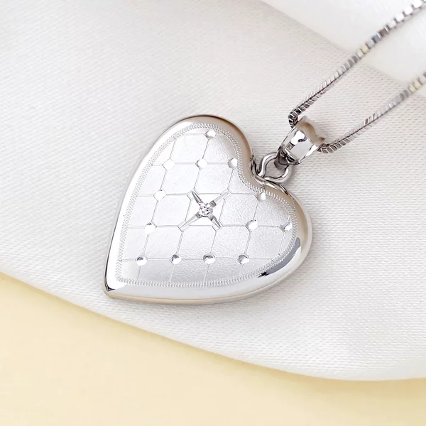 Medalion inima cu poze in interior - Silver Velvet - Argint 925 Rodiat - Cristal White Zirconia