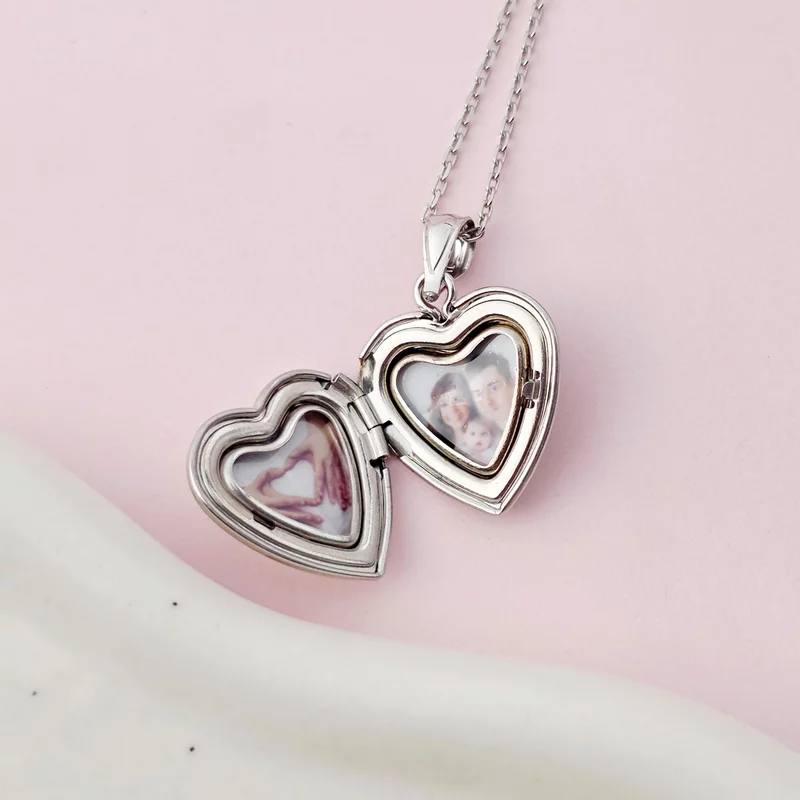 Medalion inima cu poze in interior - Teddy Pink Heart - Argint 925 picture - 4
