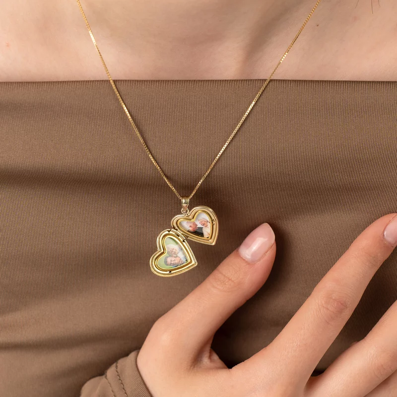 Medalion inima cu poze in interior - Three Leaf Clover - Argint 925 placat cu Aur Galben 18K picture - 6