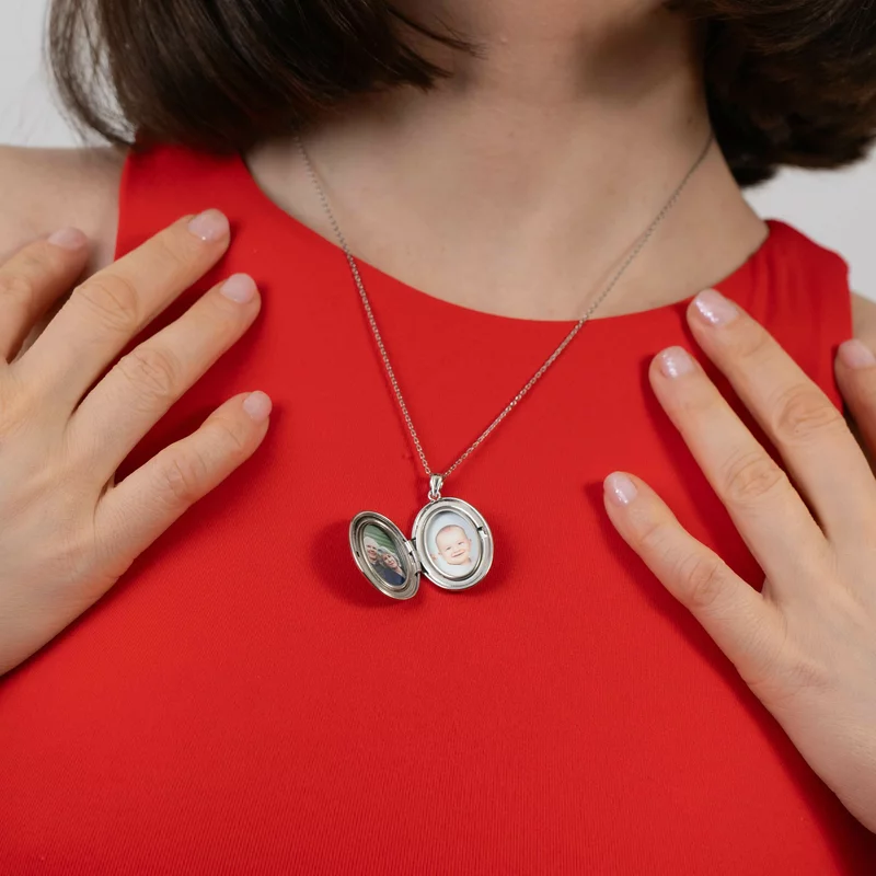 Medalion oval cu poze in interior - Eternal Tree - Argint 925 Rodiat picture - 6