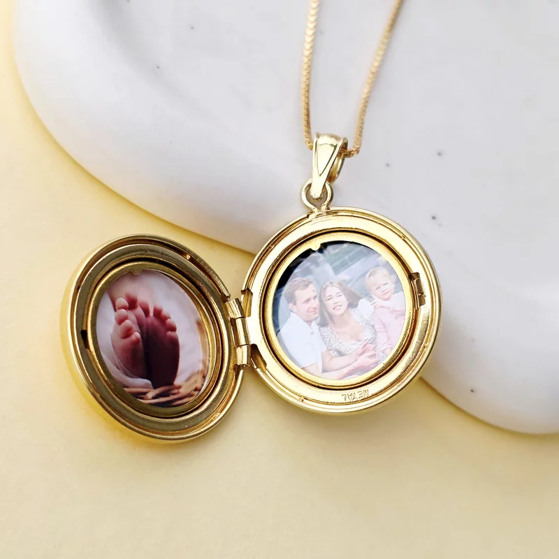 Medalion rotund cu poze in interior - Frame Star Diamond - Argint 925 placat cu Aur Galben 18K picture - 3