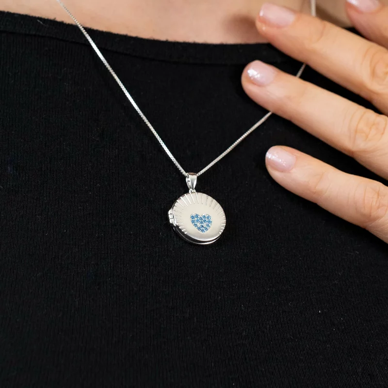 Medalion Scanteia Albastra - Locket cu poze in interior - Argint 925 si Zirconii picture - 3