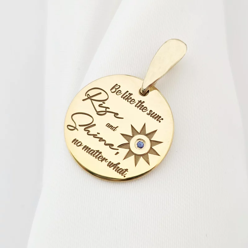 Pandantiv Soarele Sperantei - Argint 925 placat cu Aur galben 18K - Safir Albastru picture - 3