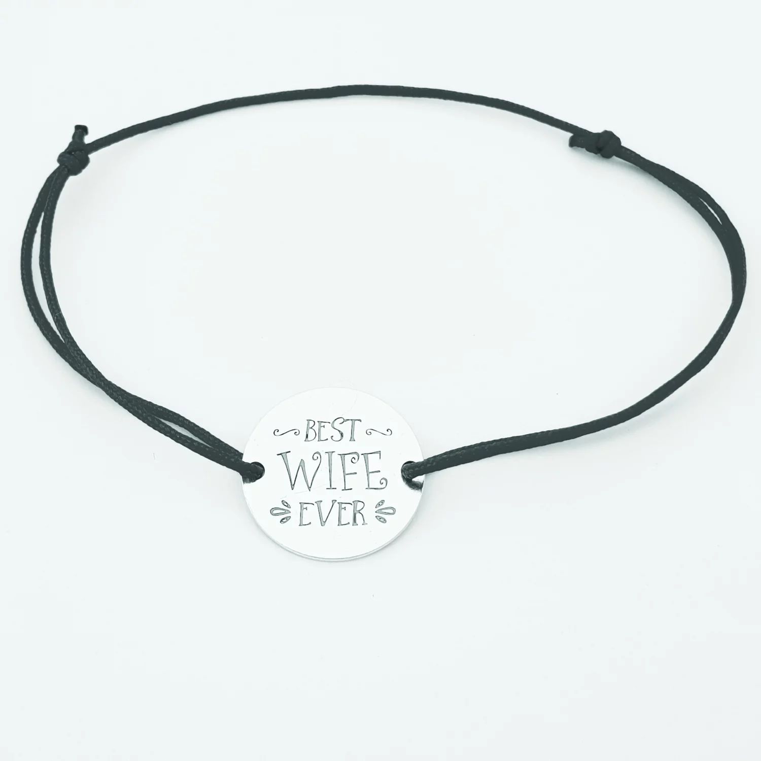 Bratara Best wife ever - Argint 925, snur negru