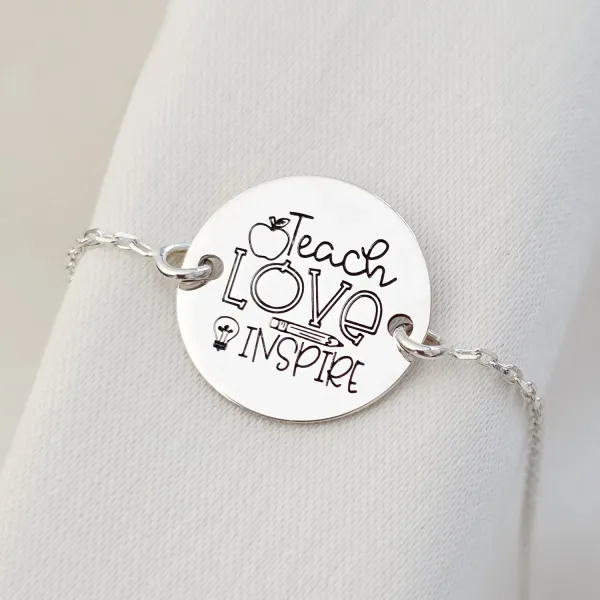 Bratara banut - Teach Love Inspire - cu lantisor - Argint 925