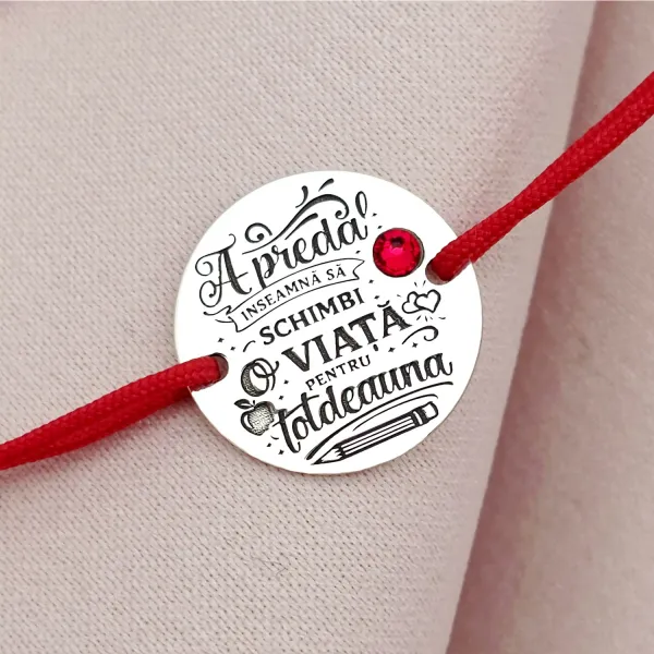 Bratara Educatie cu amprenta - Argint 925 cu Cristal Swarovski - Snur reglabil, diverse culori