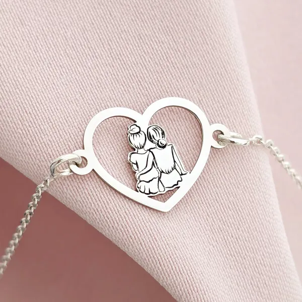 Bratara Inima Surorilor cu lantisor dama – Argint 925