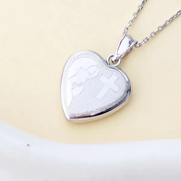 Medalion inima cu poze in interior - Little Prayer Girl - Argint 925
