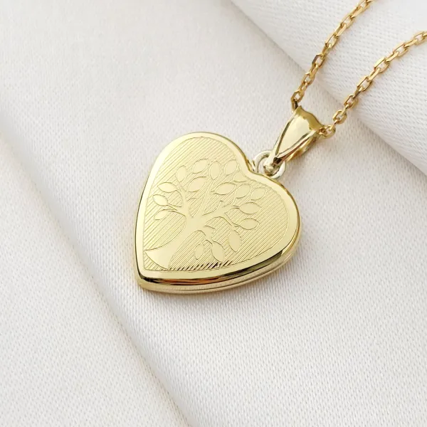Medalion inima cu poze in interior - Tree of Love - Argint 925 placat cu Aur Galben 18K