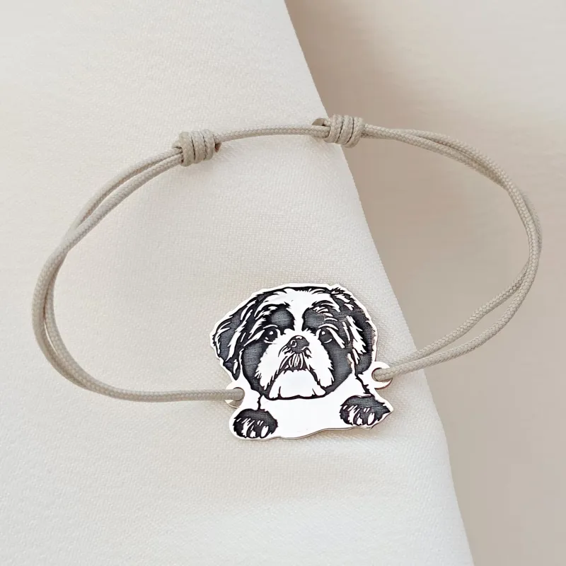 Bratara personalizata - Caine rasa Shih Tzu - Argint 925 - snur reglabil diverse culori picture - 3