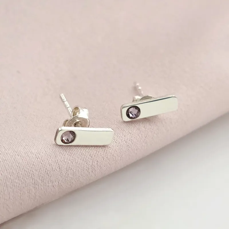 Cercei bara dreptungiulara - Cristal Swarovski - Argint 925 - inchidere surub picture - 5