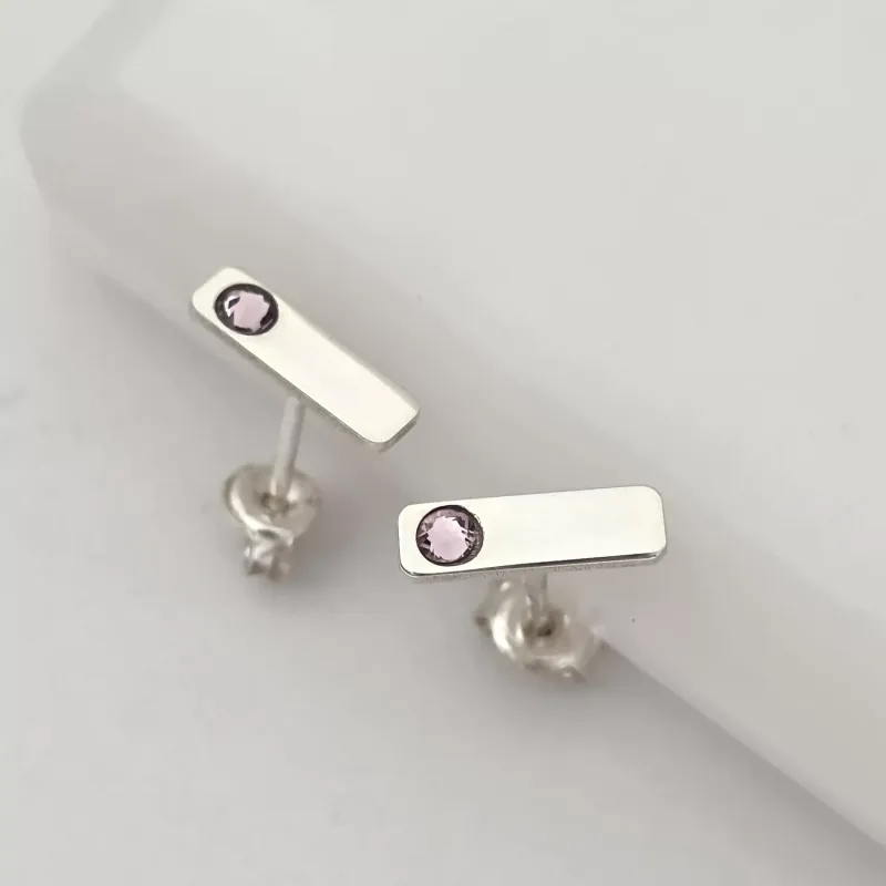 Cercei bara dreptungiulara - Cristal Swarovski - Argint 925 - inchidere surub picture - 3
