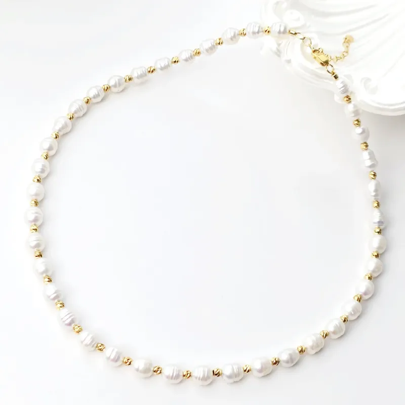 Colier cu Perle - Model armonios cu perle si bilute - Argint 925 placat cu Aur galben 18K picture - 3