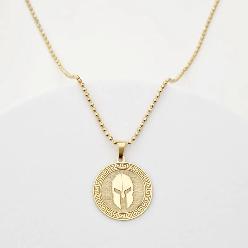 Lant barbatesc - Casca Spartan si Motive Grecesti - Argint 925 placat cu Aur 18K picture - 3