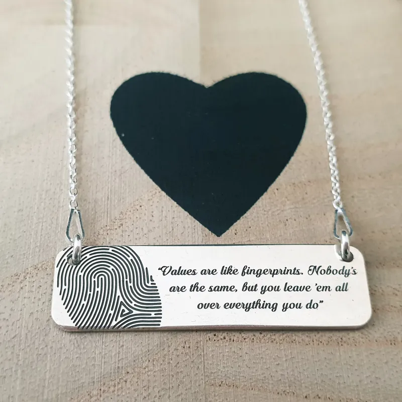 Lantisor cu pandantiv placuta cu amprenta si text gravat - Argint 925 picture - 5