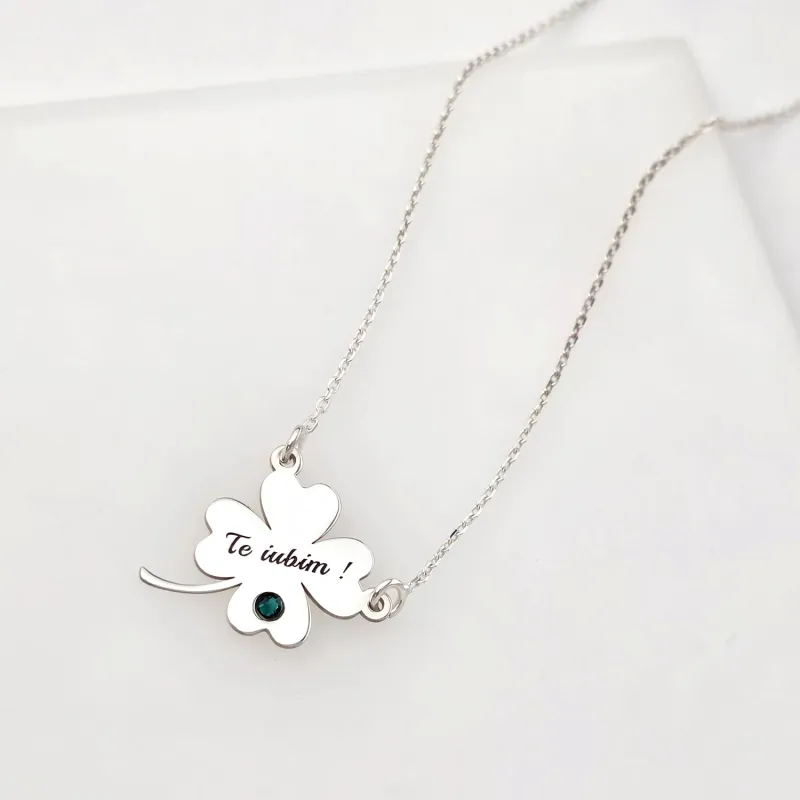 Lantisor cu pandantiv - Trifoi cu 4 foi - Argint 925, Cristal Swarovski picture - 3