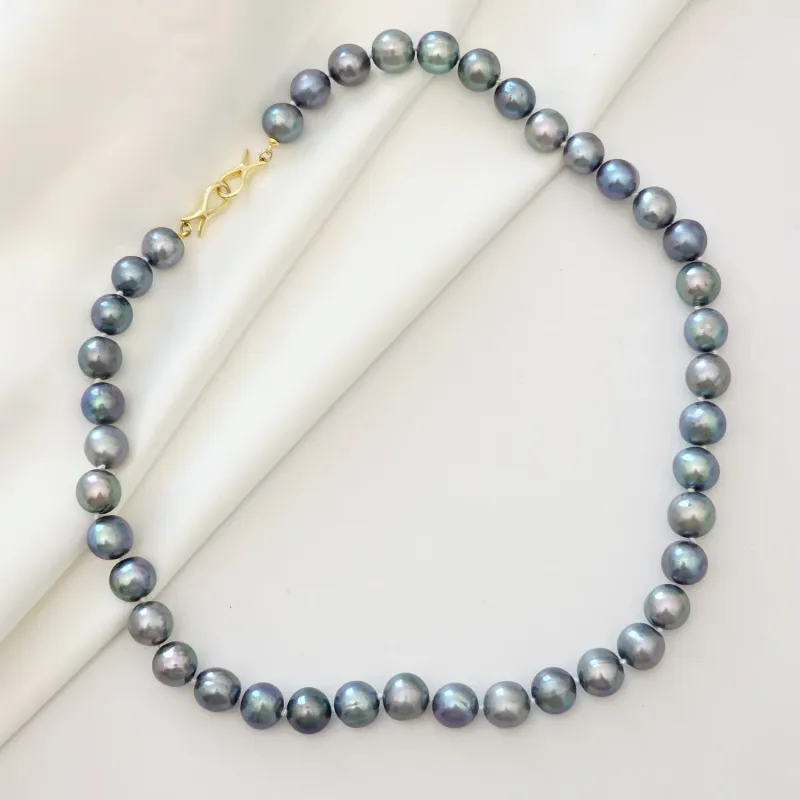 Lantisor cu Perle - model sirag de perle rotunde peacock de apa dulce- Argint 925 placat cu Aur Galben 18K picture - 3