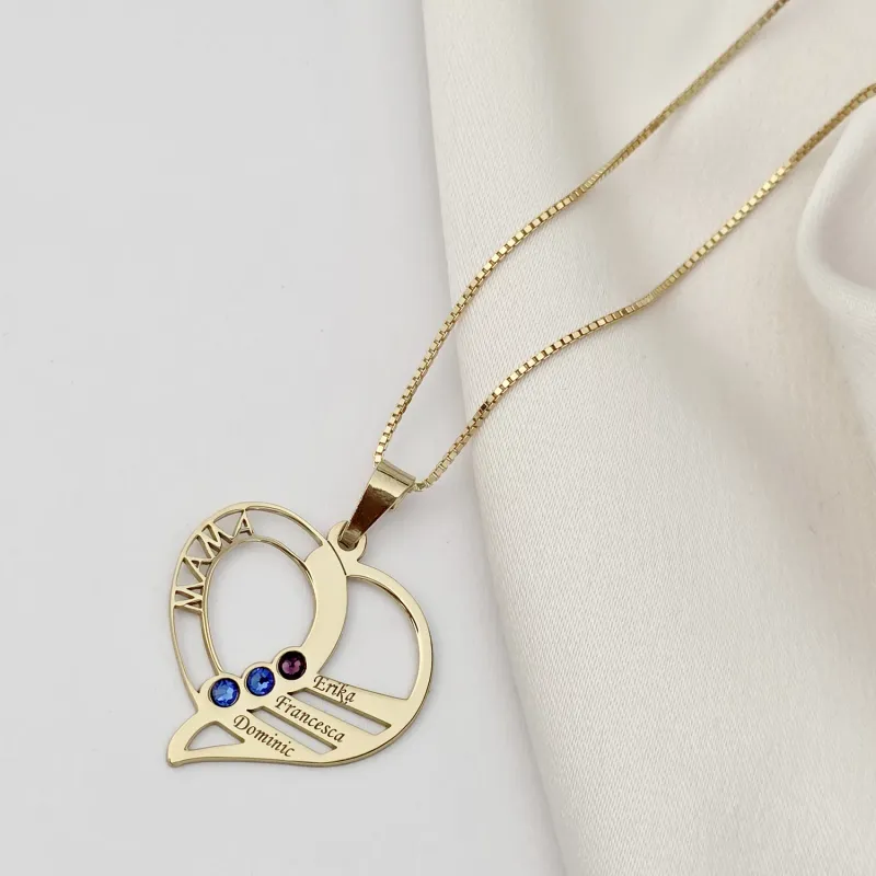 Lantisor Dragii MAMEI - 3 nume si cristale Swarovski - Argint 925 placat cu Aur Galben 18K picture - 5