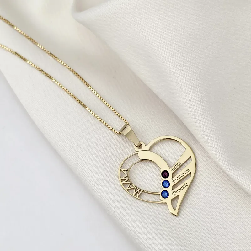 Lantisor Dragii MAMEI - 3 nume si cristale Swarovski - Argint 925 placat cu Aur Galben 18K picture - 3