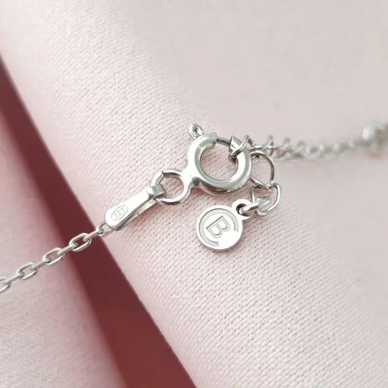 Lantisor personalizat cu Nume, simbol fluture si Diamant natural - Argint 925 Rodiat picture - 5