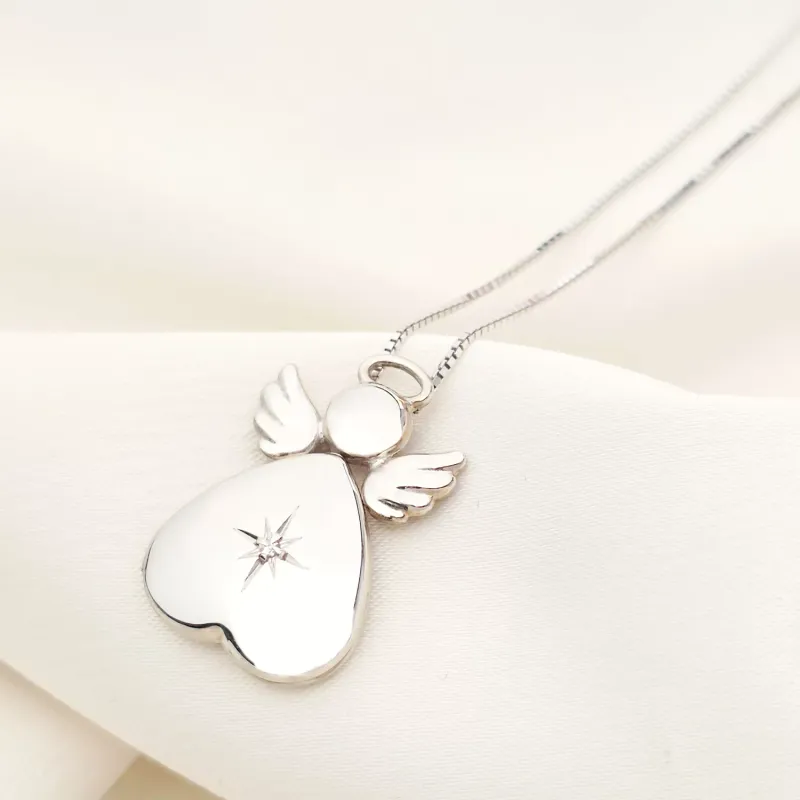 Medalion inger cu poze in interior - Golden Angel - Argint 925 Rodiat - Cristal White Zirconia picture - 3
